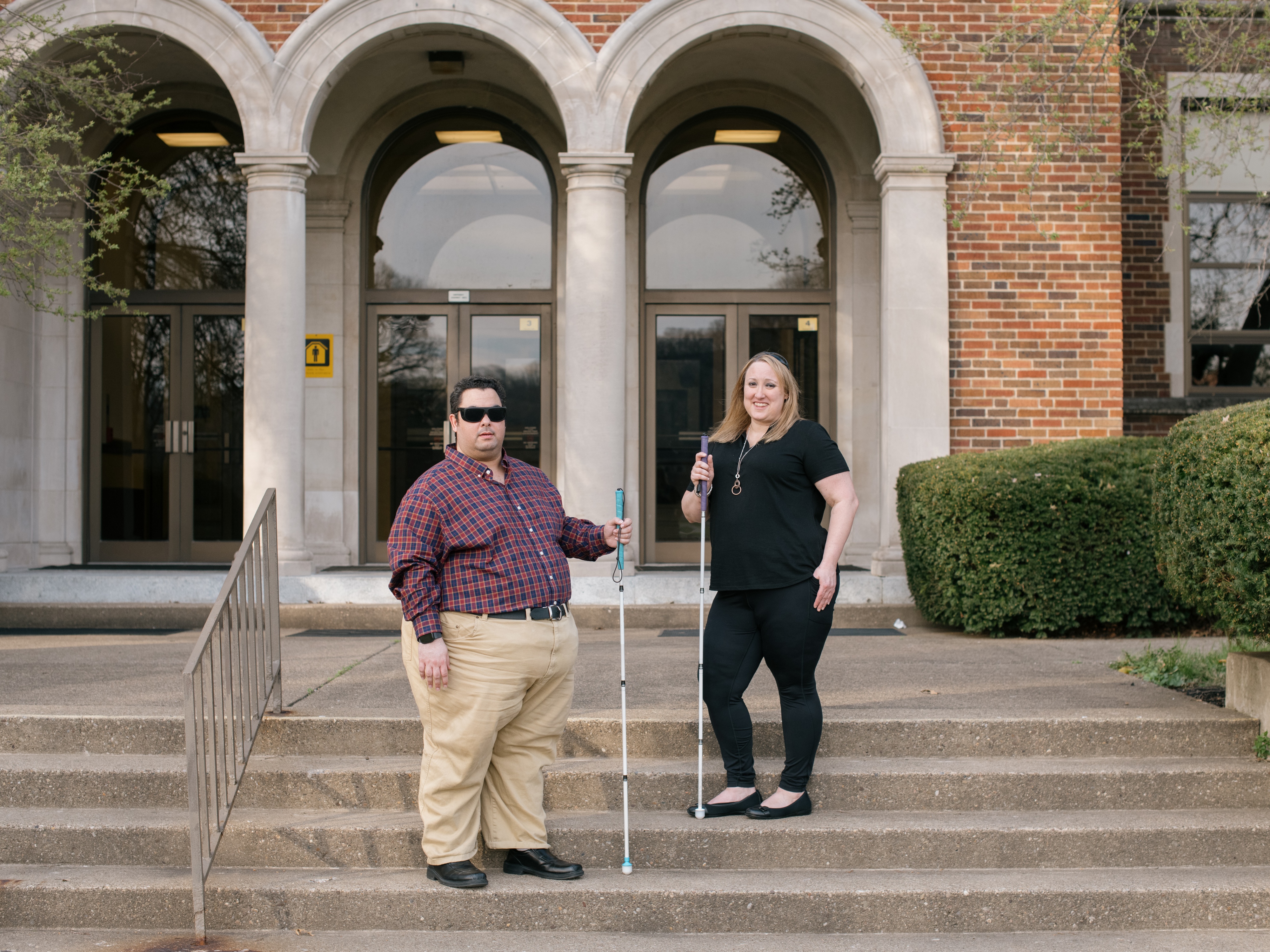 caption: Harold Rogers and Miranda Lacy met at West Virginia State University—they both still consider this campus home. They went on to graduate school at West Virginia University, where they say they've faced huge challenges as blind students.