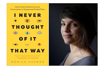 caption: Mónica Guzmán and her new book