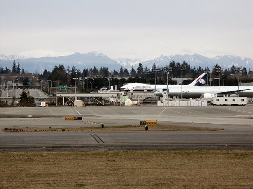 caption: Boeing's Everett, Wash., production plant.