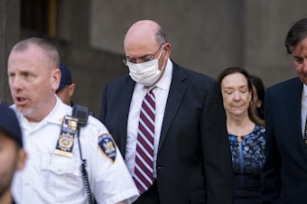 caption: The Trump Organization's longtime Chief Financial Officer Allen Weisselberg, center, departs court, Friday, Aug. 12, 2022, in New York.