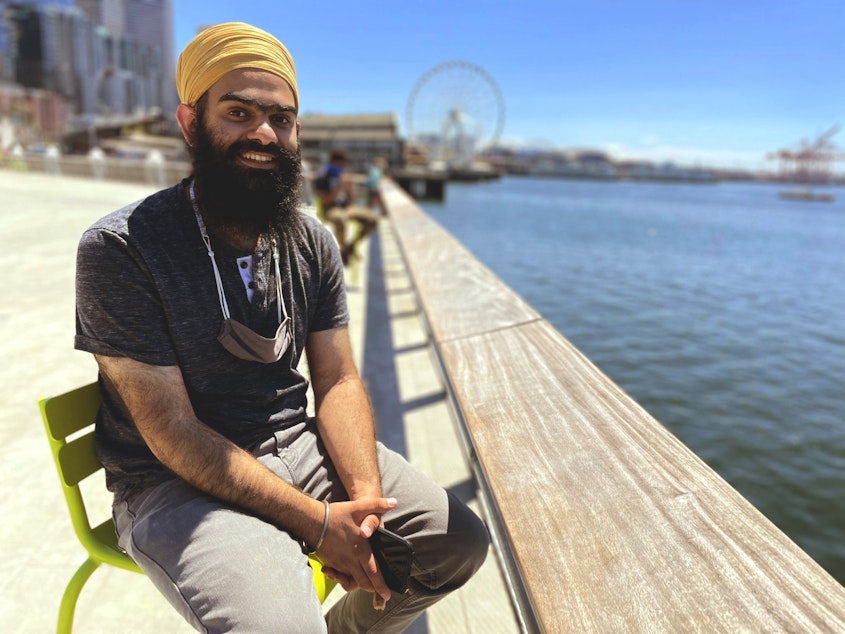 caption: Harsimran Bath is visiting Seattle from Michigan.