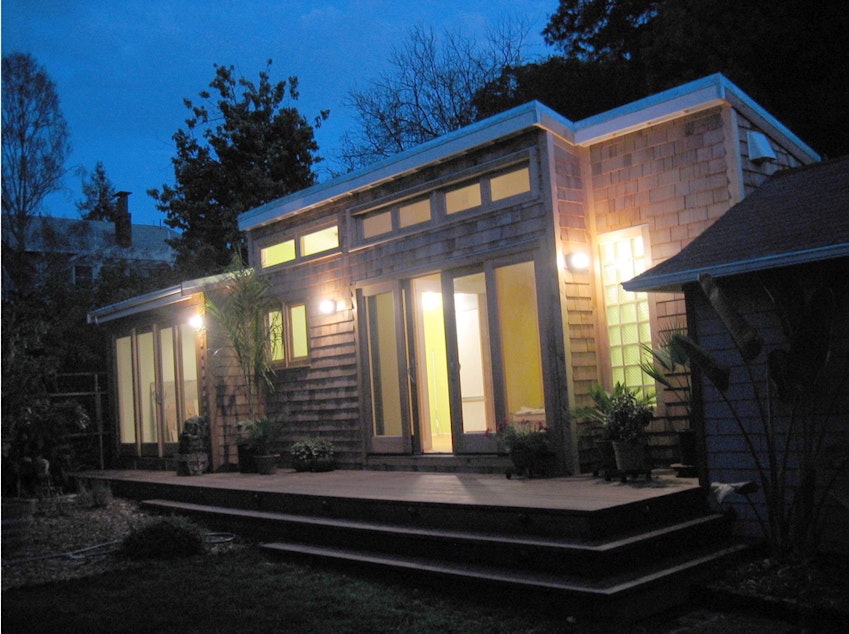 caption: An example of a 400 square foot backyard cottage.