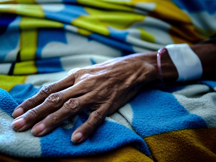 caption: A patient at San Juan de Dios Hospital in Caracas, Venezuela.