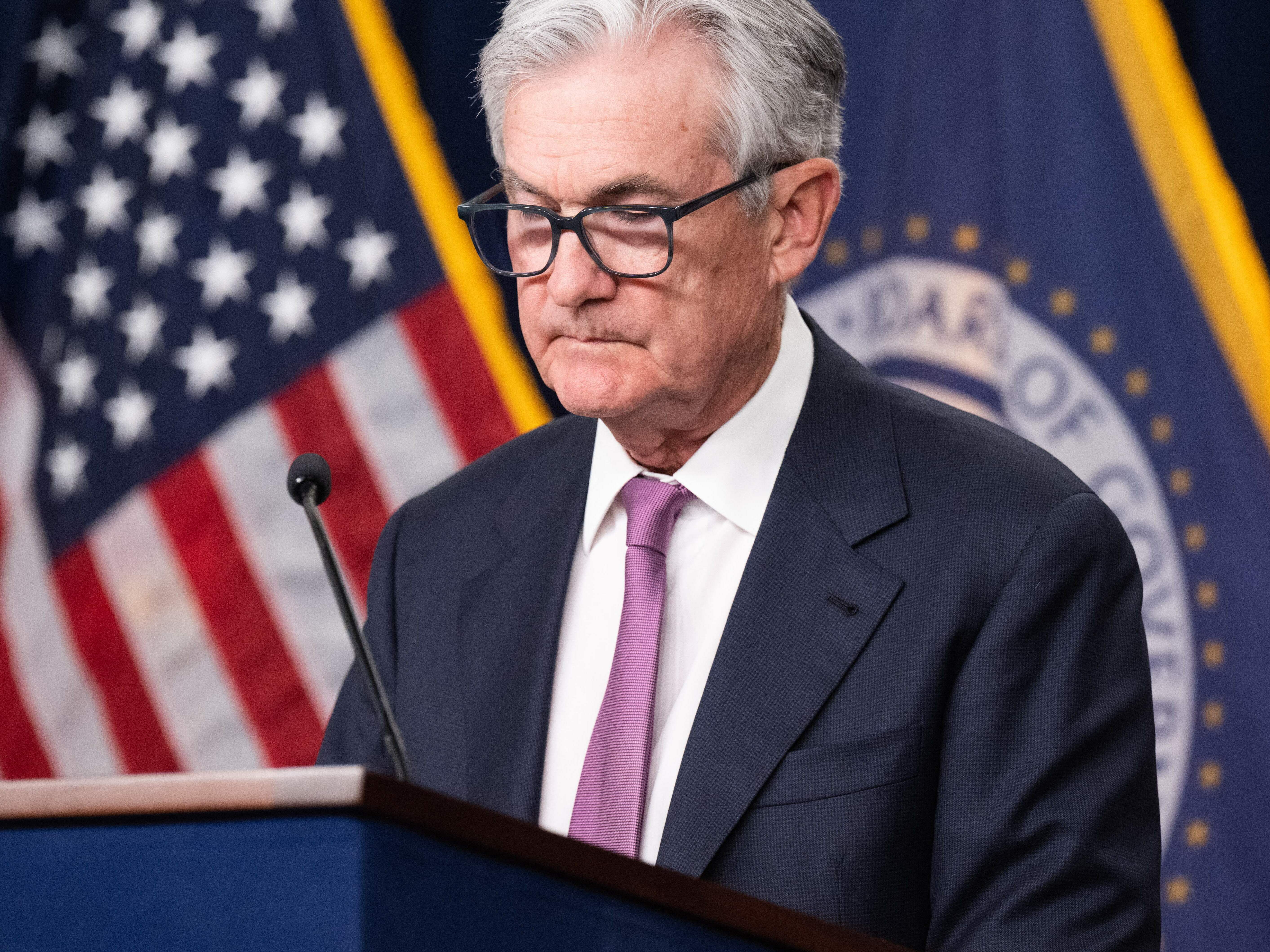 caption: Federal Reserve Chair Jerome Powell speaks during a news conference at the Federal Reserve in Washington, DC, on Feb. 1, 2023. The Fed on Wednesday raised interest rates again, opting to continue its fight against inflation despite turmoil in the banking sector.