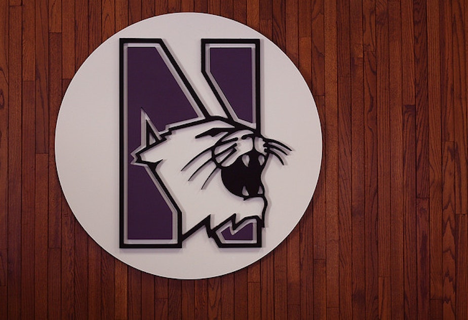caption: Northwestern University logo.