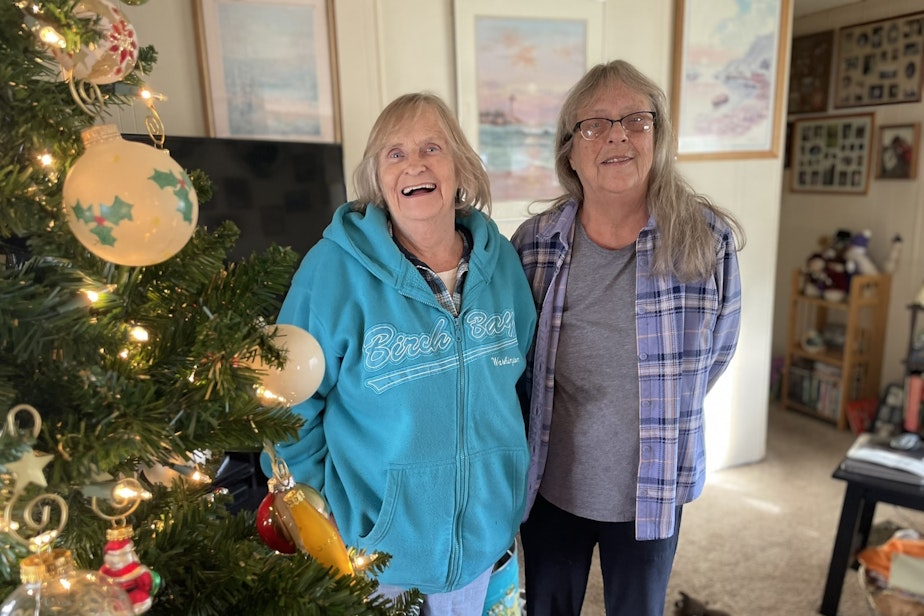 caption: Linda Henault and Norma Ross are sisters and roommates at Carnation Mobile Haven.