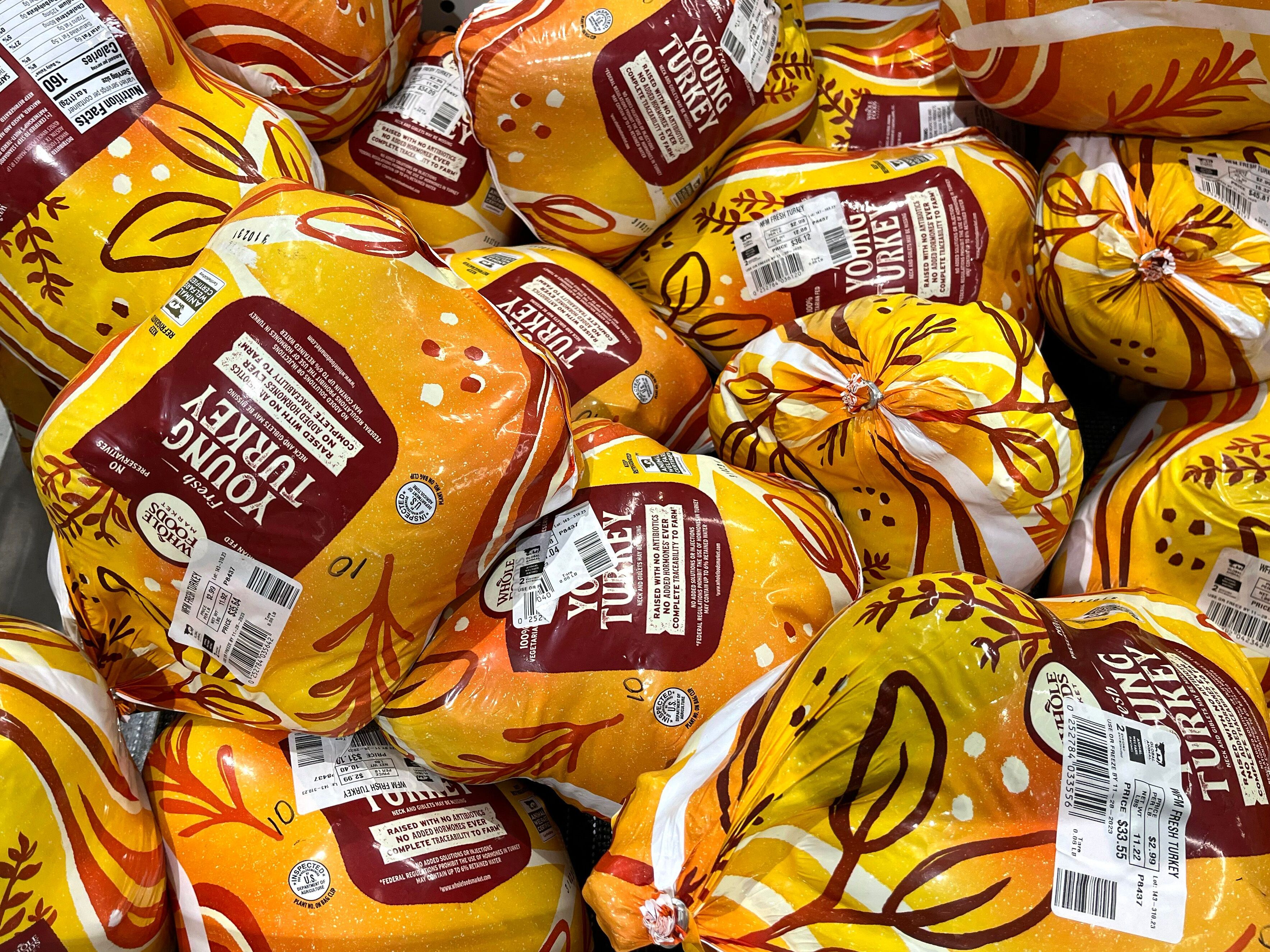 caption: Shoppers will find some bargains as they prepare for this week's Thanksgiving meal. Turkey and stuffing prices are down from a year ago.