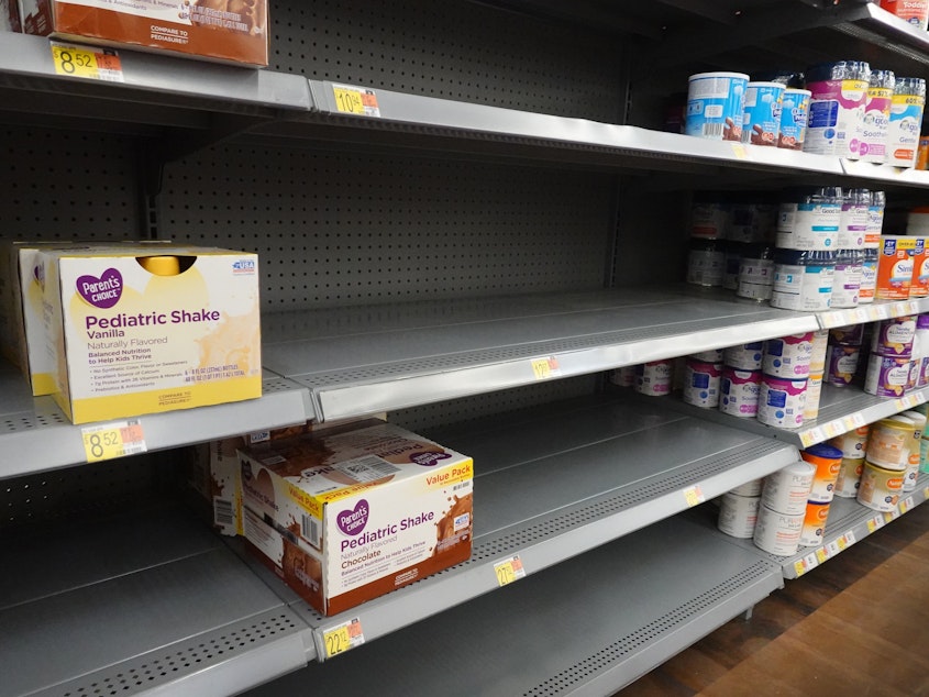 caption: Baby formula has been in short supply in many stores around the U.S. for several months.