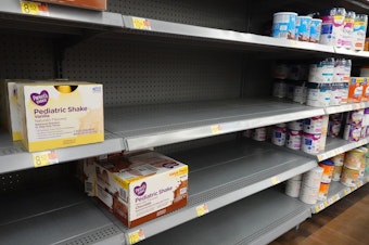 caption: Baby formula has been in short supply in many stores around the U.S. for several months.