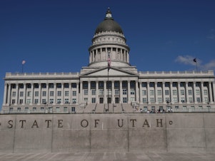 caption: The Utah State Capitol in Salt Lake City. Under a new state law, a biological father will be responsible for half of a woman's out-of-pocket pregnancy costs.