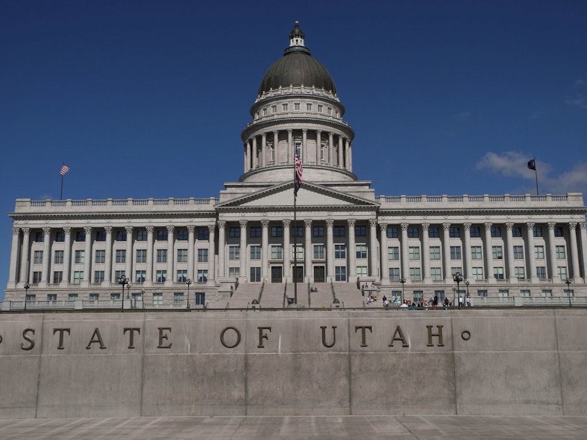 caption: The Utah State Capitol in Salt Lake City. Under a new state law, a biological father will be responsible for half of a woman's out-of-pocket pregnancy costs.