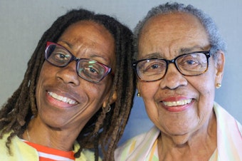 caption: Mary Mills and her mother, Joyce Carter Mills, came to StoryCorps in February 2020 to talk about Mary's childhood. "You were the mom every other kid wanted," Mary told Joyce.