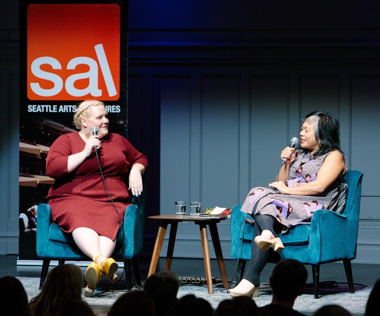 caption: Lindy West and Angela Garbes at Town Hall Seattle