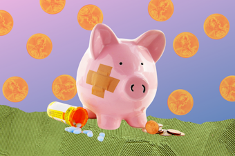 Piggy bank medical bills graphic