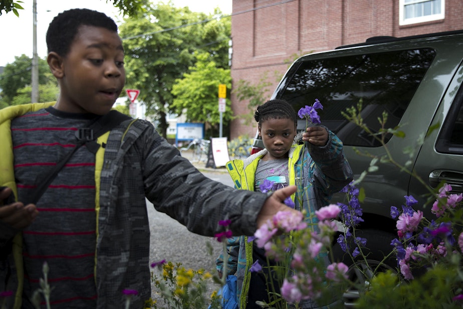 caption: FILE: Matthew and Mariah Hicks attend Lowell Elementary School in 2017 in Seattle's Capitol Hill neighborhood, where they are just two of the school's many homeless students.