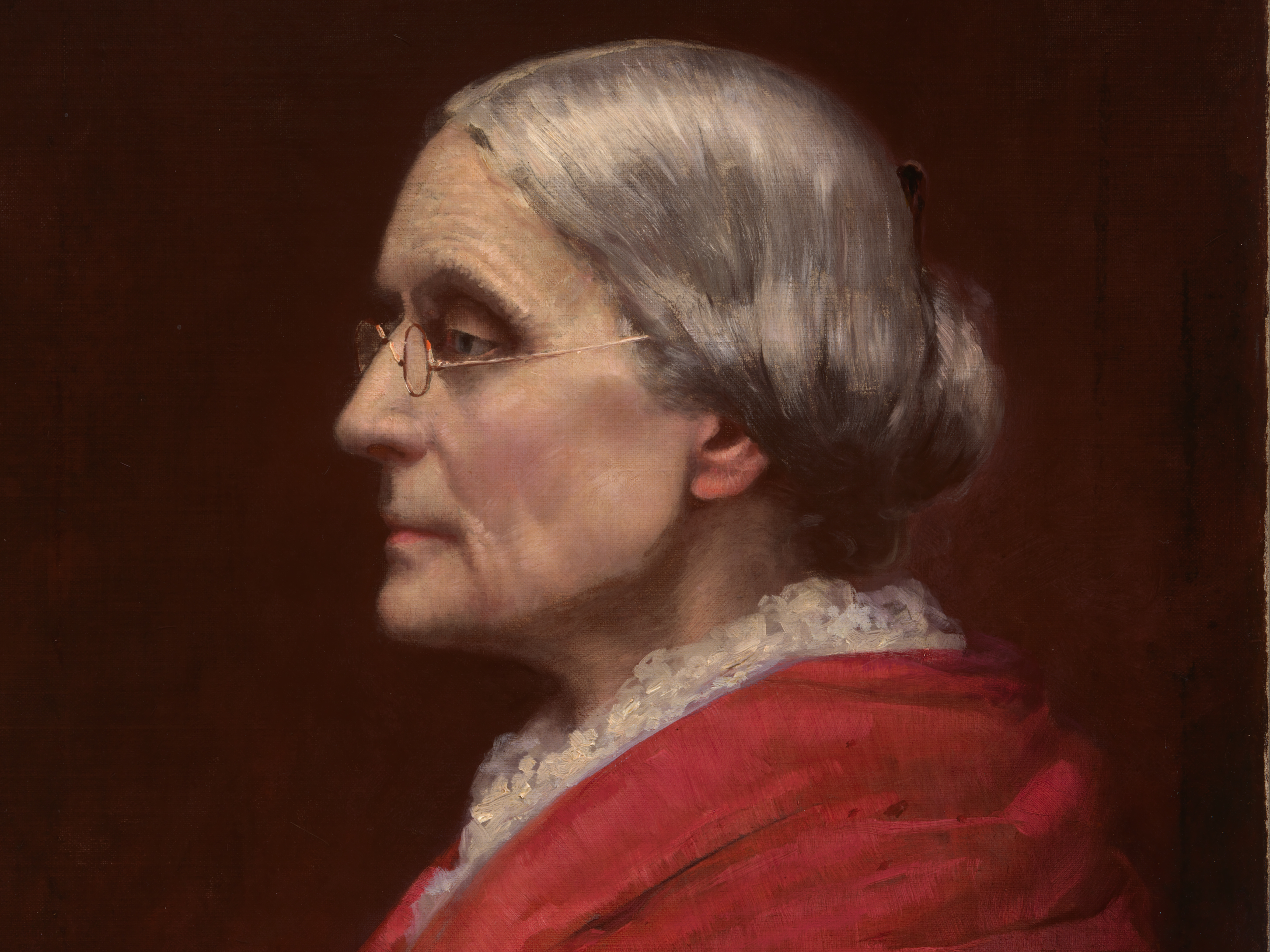 caption: This 1895 portrait of Susan B. Anthony was painted by Carl Gutherz when Anthony was serving as president of the National American Woman Suffrage Association, an organization dedicated to women's voting rights.