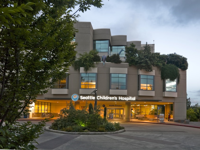 caption: The River Entrance of Seattle Children's Hospital. 