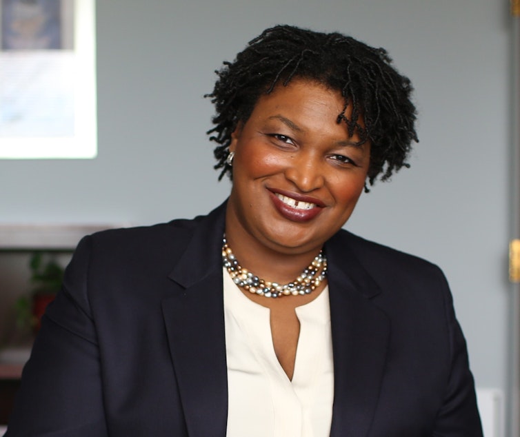 caption: Author and politician Stacey Abrams