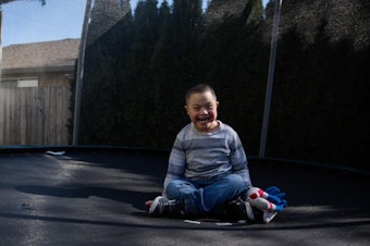 caption: <p>Romeo, 7, jumps on a trampoline in the backyard of his family home in Vancouver, Wash., Saturday, March 2, 2019. Romeo has Down syndrome and his family has struggled to find adequate care from schools in southwest Washington.</p>