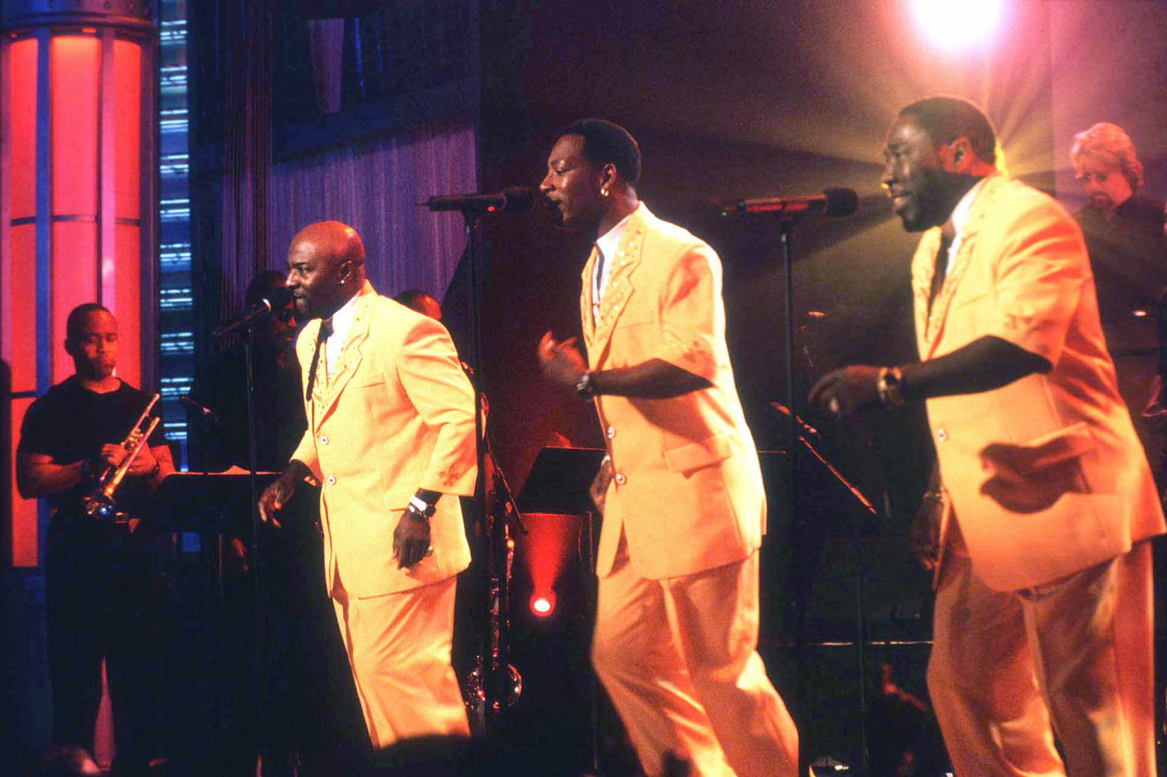 caption: The O'Jays perform during a taping of "Motown Live" in this Sept. 9, 1998 photo, location unknown. (Sean Murphy/AP)