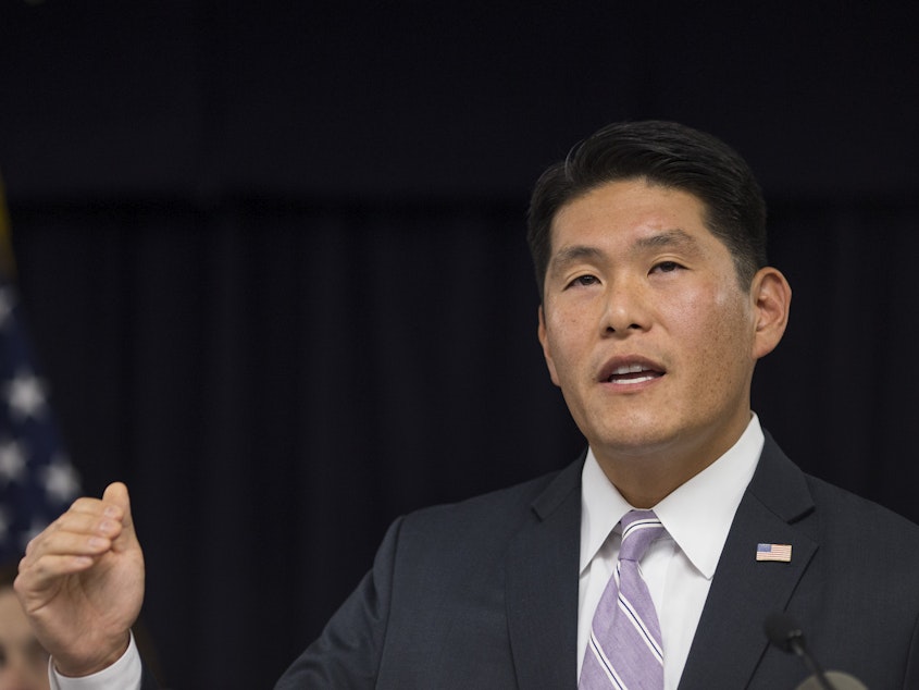 caption: Robert Hur speaks in 2018 when he was the U.S. attorney in Maryland. On Thursday he was appointed by Attorney General Merrick Garland as special counsel to investigate whether President Biden improperly handled classified documents.