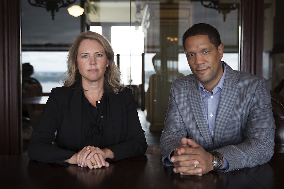 caption: Delvonn Heckard's legal team: Julie Kays, left, and Lincoln Beauregard.