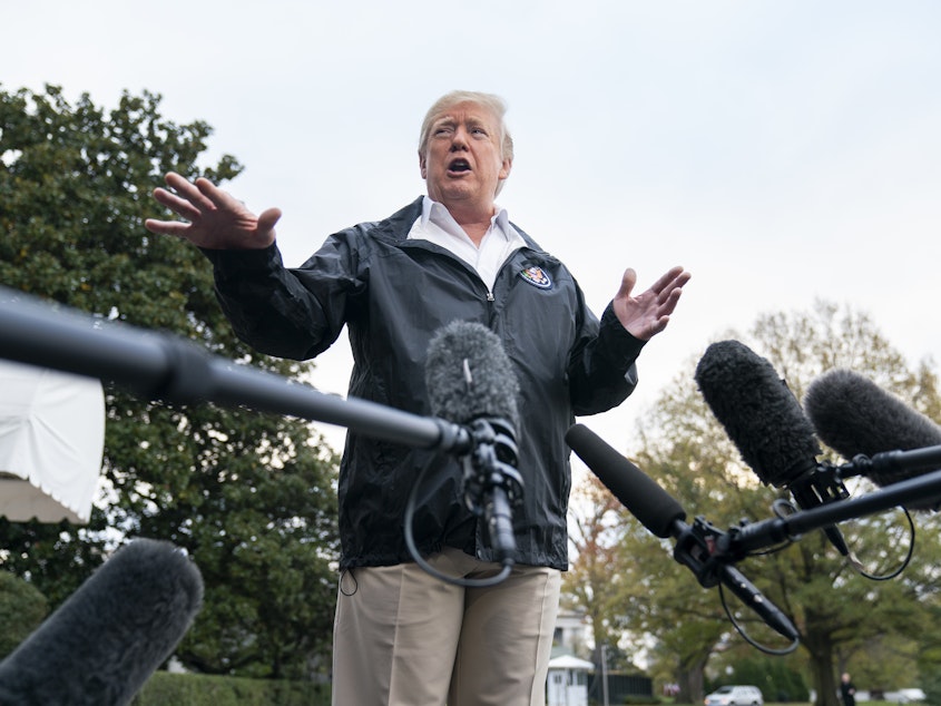caption: During an interview that aired Sunday, President Trump did not back down on his claim that the news coverage of him is "largely phony."
