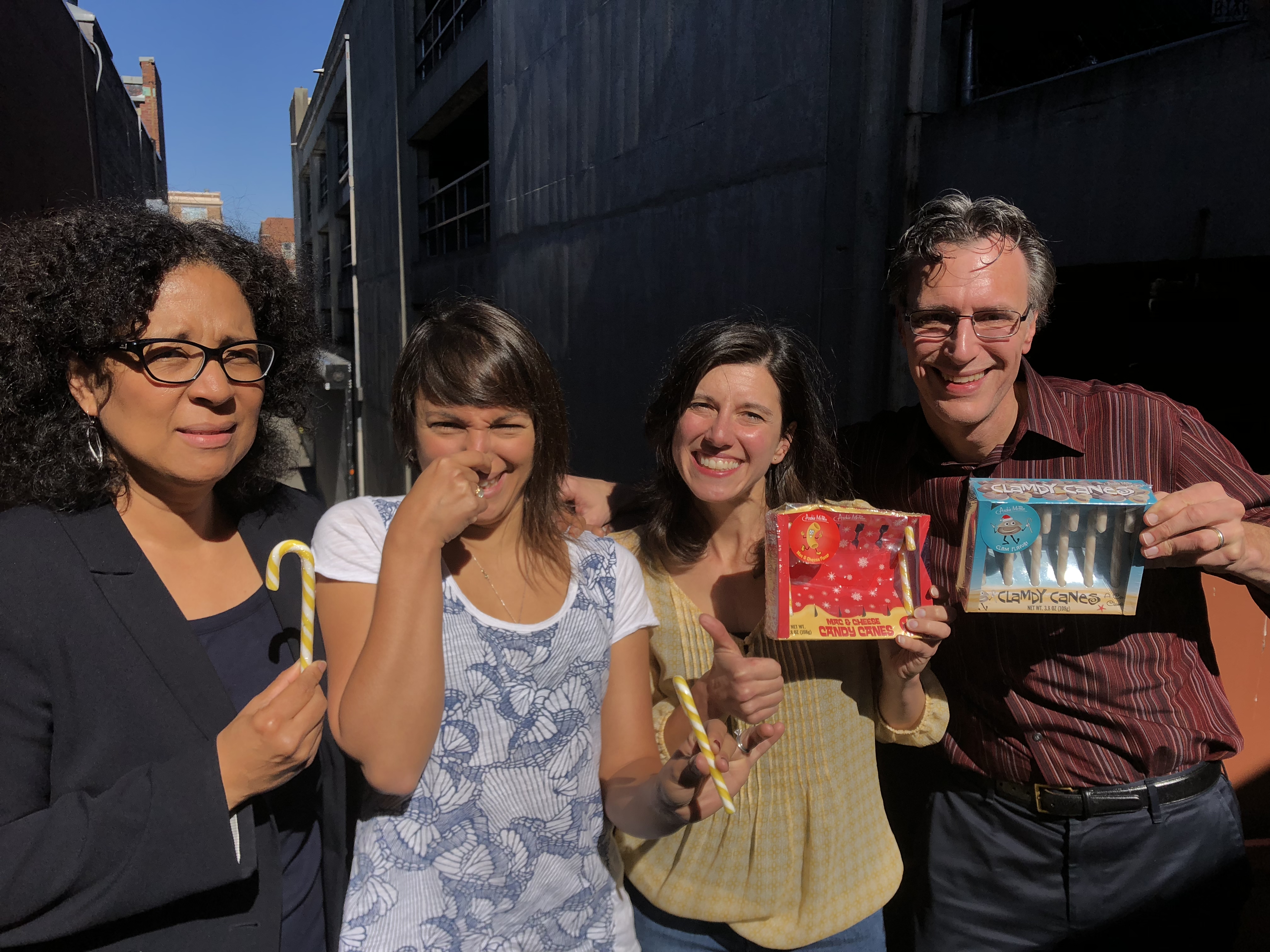 caption: Marilyn Strickland, Monica Guzman, Jessyn Farrell and Bill Radke [L-R]