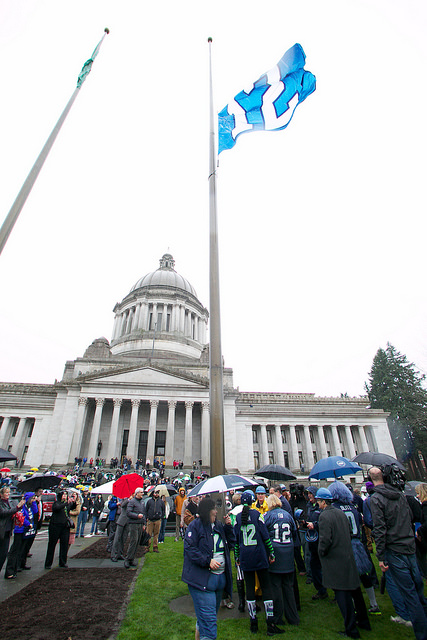 caption: Will the Seahawks' Super Bowl victory bring bipartisanship in Olympia?
