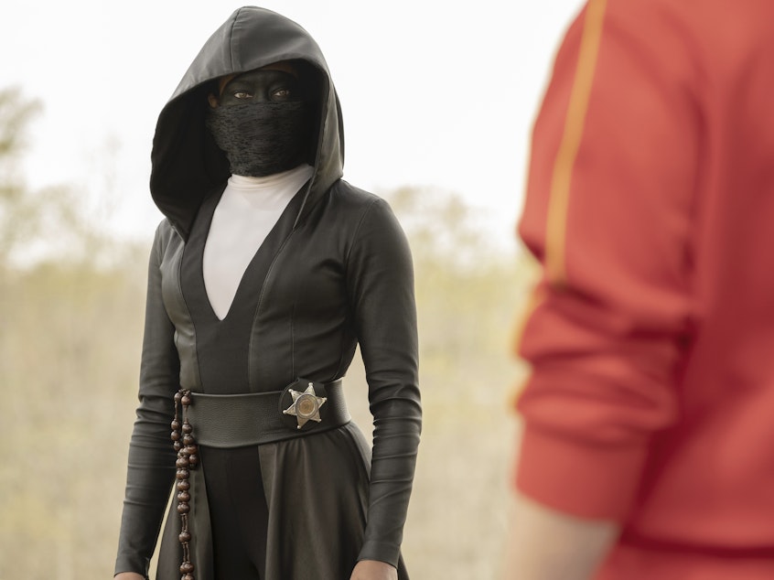 caption: She's Having Nun Of It: Regina King as Sister Night in HBO's <em>Watchmen.</em>