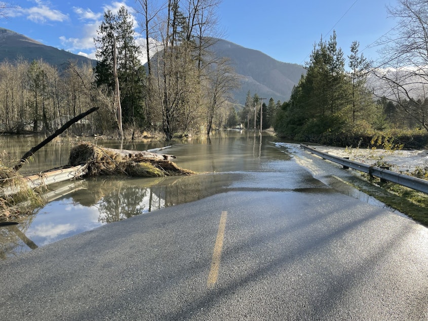 caption: The road into Hamilton as the flood peaked on Tuesday, November 16, 2021