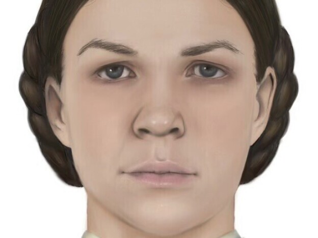 caption: An artist's rendition of 17-year-old Esther Granger, who died in 1866 in Merrillville, Ind. A property owner discovered her skull in the walls of a home he was renovating in Batavia, Ill., in 1978.