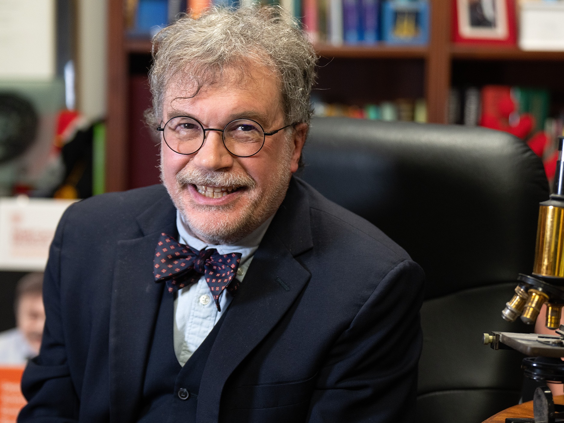 caption: Dr. Peter Hotez at his Baylor College Of Medicine office in Houston. His new book,<em> Science Under Siege, </em>co-written with climate scientist Michael E. Mann,<em> </em>looks at the impact of the anti-science movement.