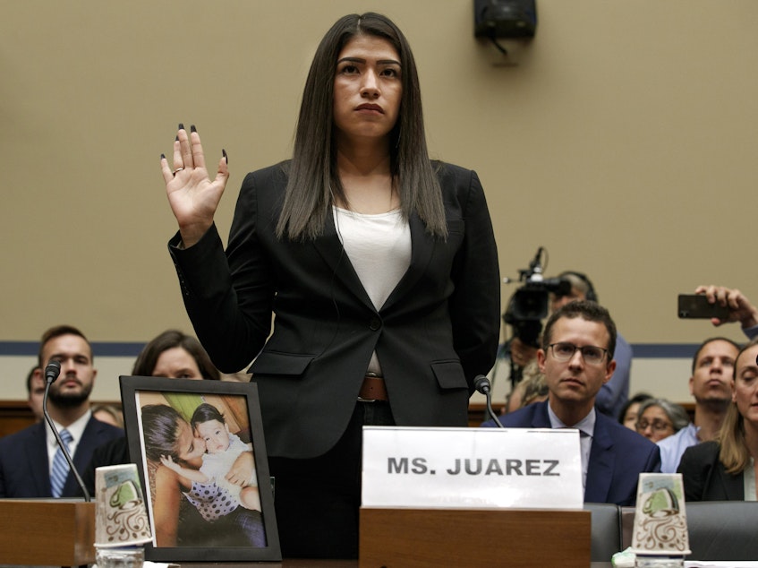 caption: Yazmin Juárez, testified on Wednesday before Congress about the treatment of her daughter Mariee, who died after being released from detention by U.S. Immigration and Customs Enforcement.