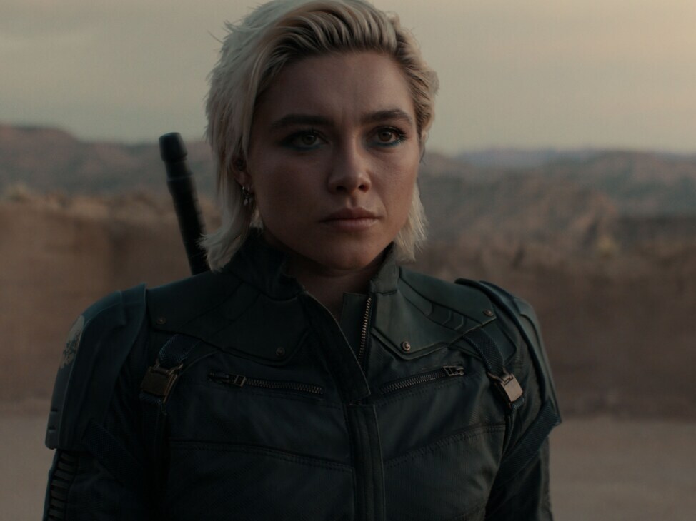 caption: Florence Pugh plays Yelena Belova in <em>Thunderbolts*</em>.