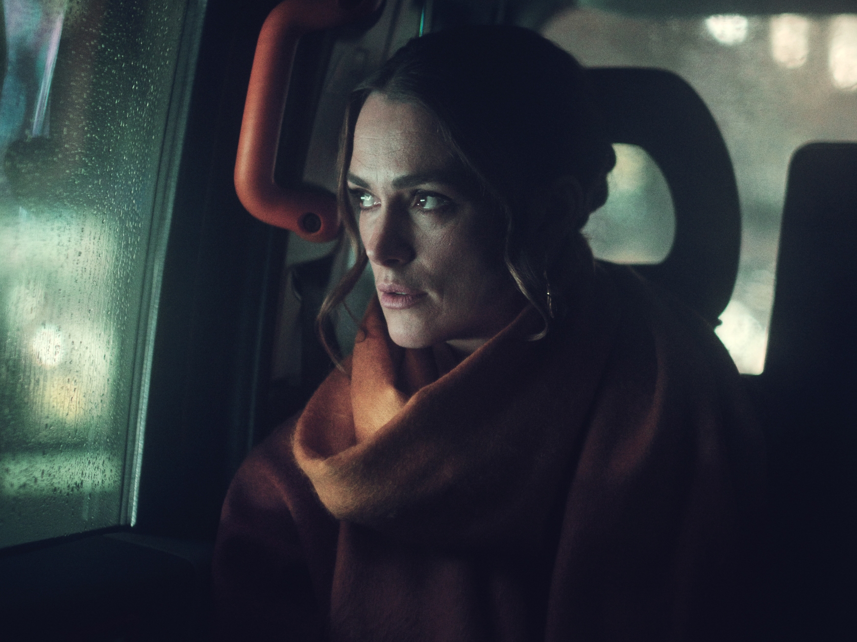 caption: On the new Netflix series <em>Black Doves</em>, Keira Knightley plays the wife of a politician and a mom to cute kids. She's also an undercover spy, secretly feeding a covert intelligence agency information about her husband's job.