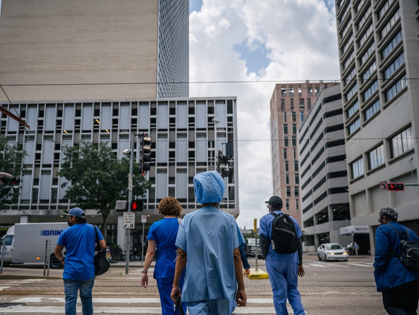 caption: The Houston Methodist hospital system says 178 employees now have until June 21 to complete their COVID-19 vaccinations, or they could be fired. Most of the system's roughly 26,000 employees have complied with the requirement.