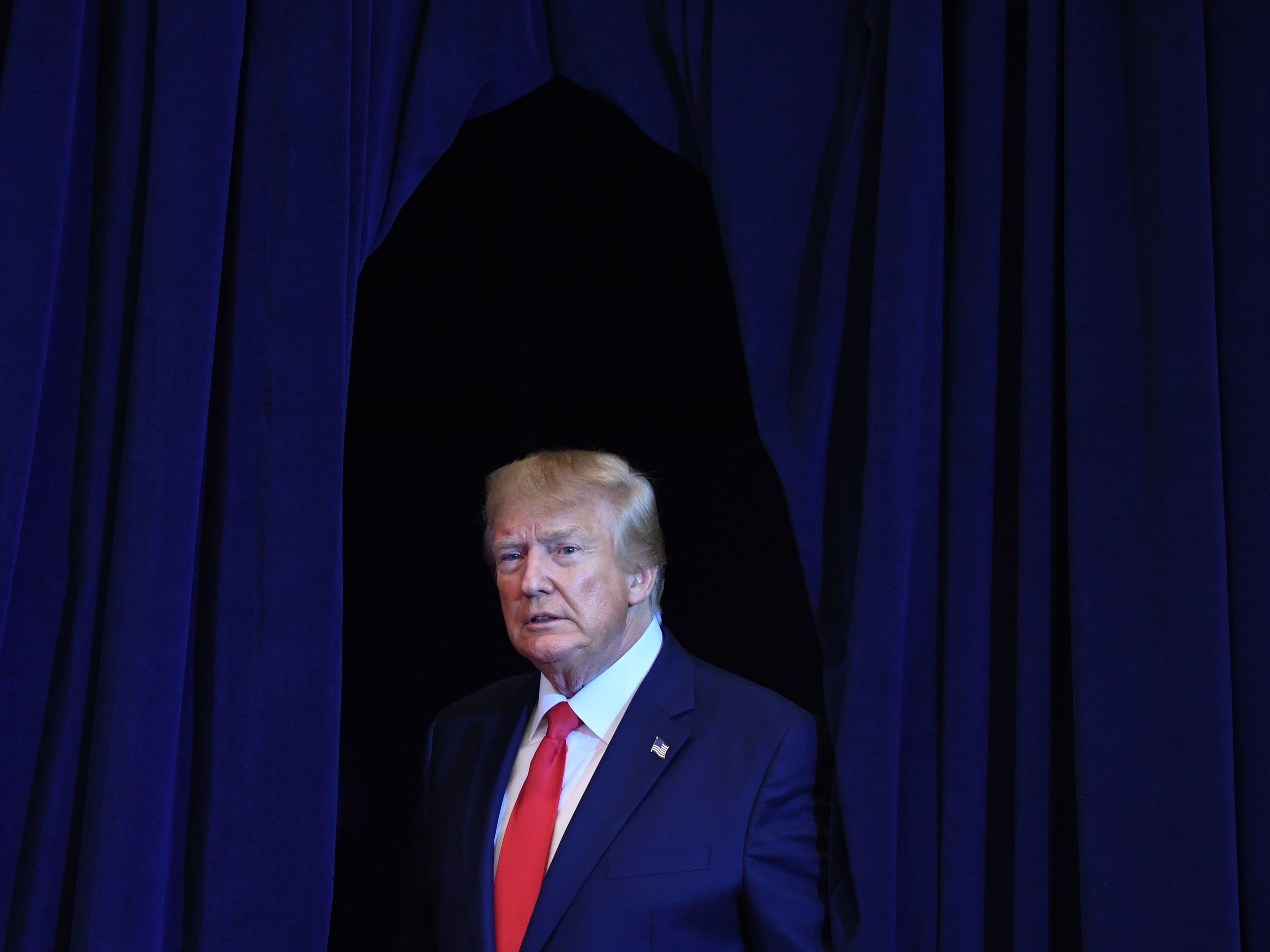 caption: President Trump arrives for a news conference at the United Nations General Assembly on Wednesday.