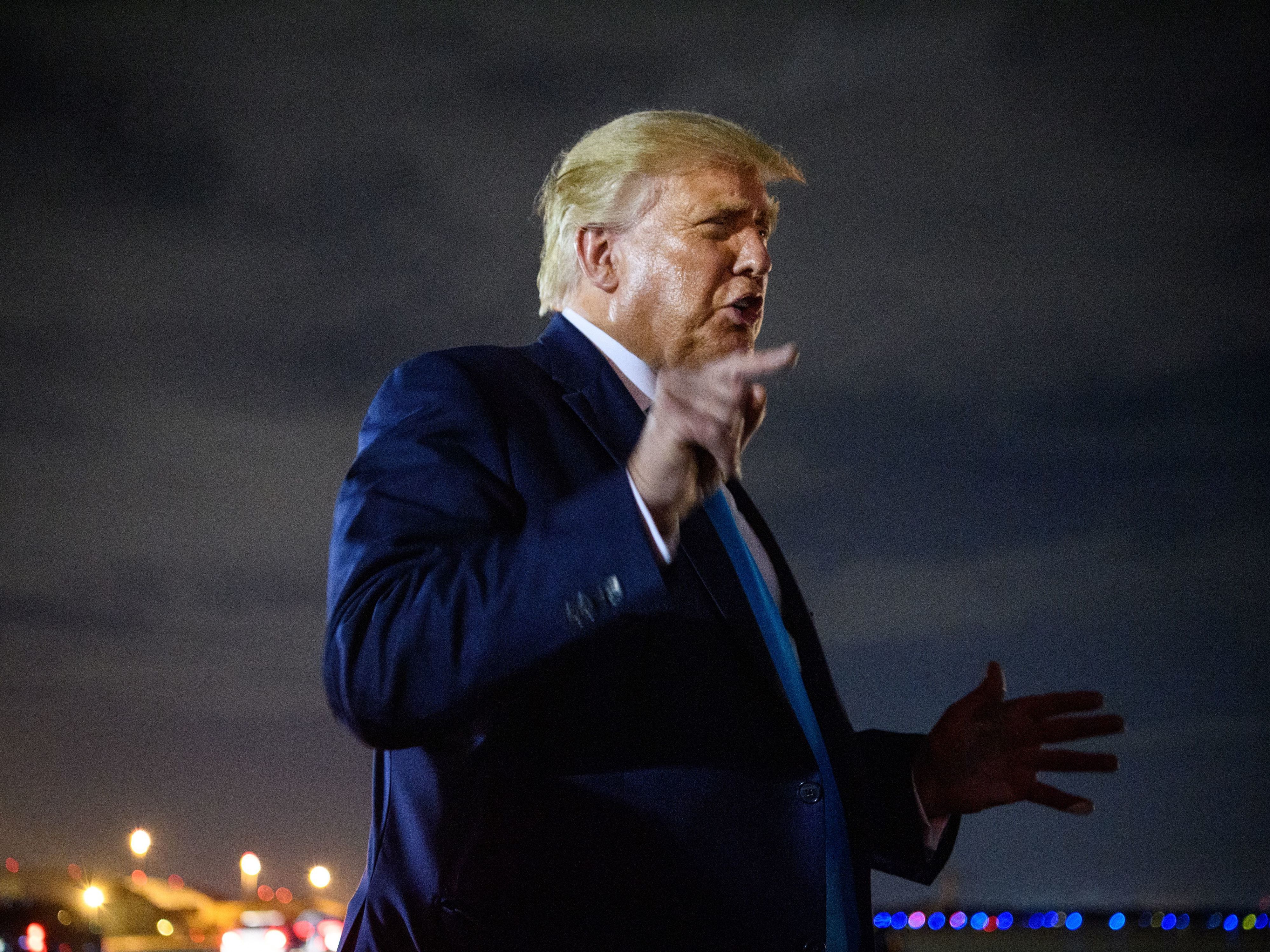 caption: President Trump vociferously denied a report by <em>The Atlantic</em> that he has privately denigrated people who serve in the U.S. military.