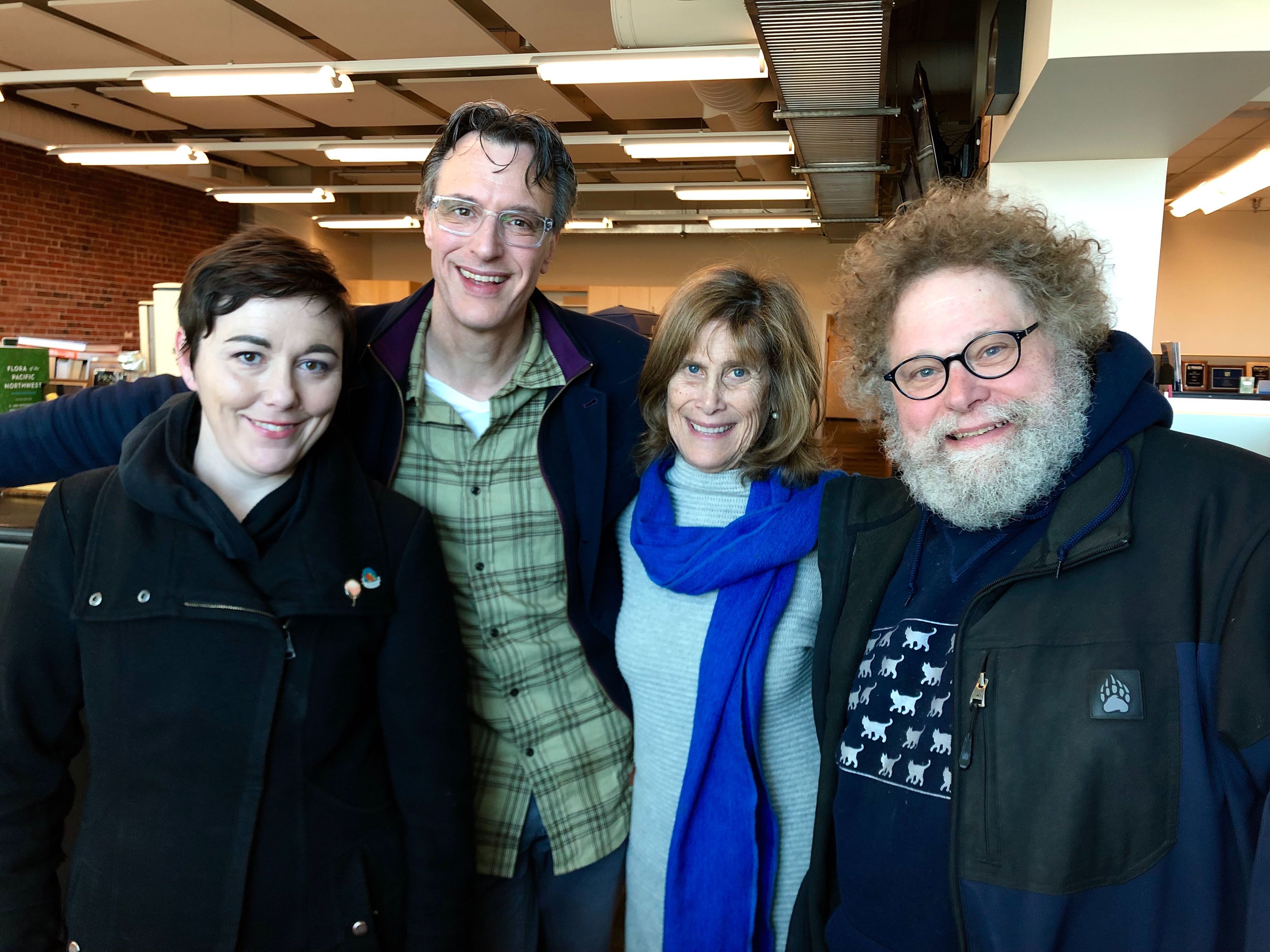 caption: Erica Barnett, Bill Radke, Joni Balter, Knute Berger [L-R]