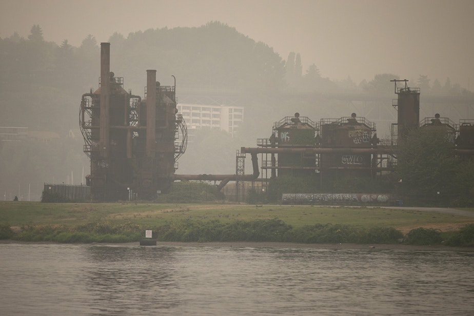 caption: Gas Works Park is shown shrouded in smoke from wildfires burning in Oregon and California, on Saturday, September 12, 2020, in Seattle. 