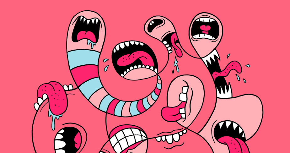 caption: "Big Mouths," an illustration by Chris Piascik via Flickr, posted in 2016. 