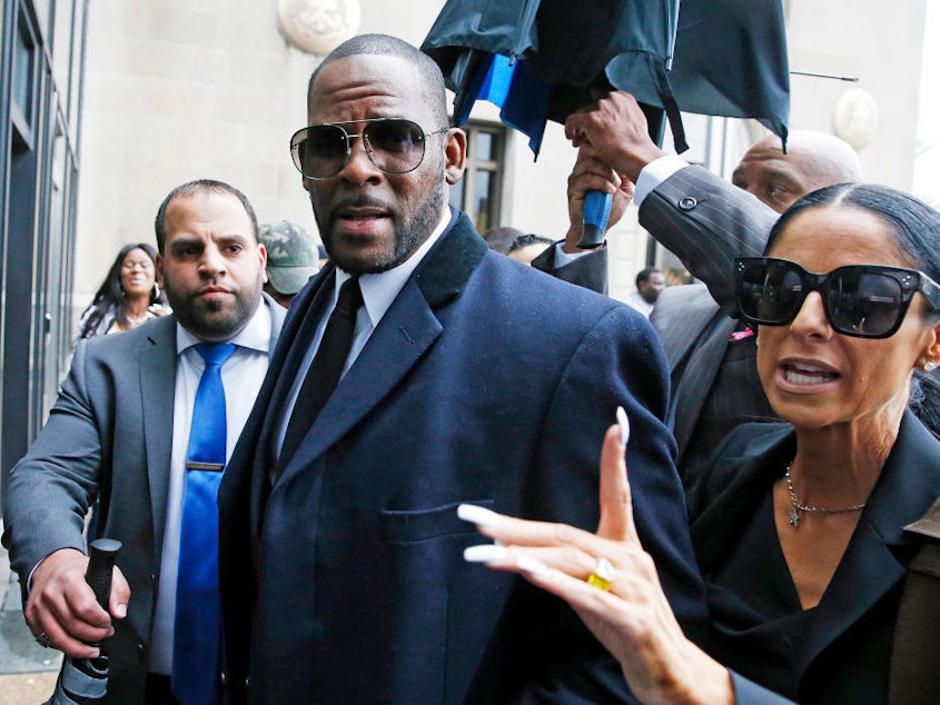 caption: R. Kelly, arriving for a court hearing in Chicago in May 2019.