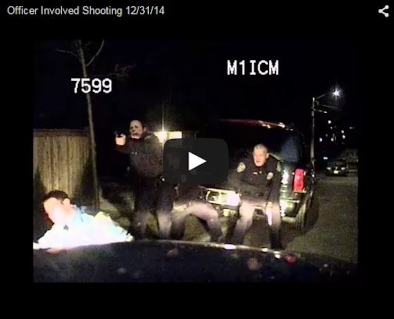 caption: A snapshot of a video uploaded by Seattle Police to YouTube. The video is a police dash camera video. 