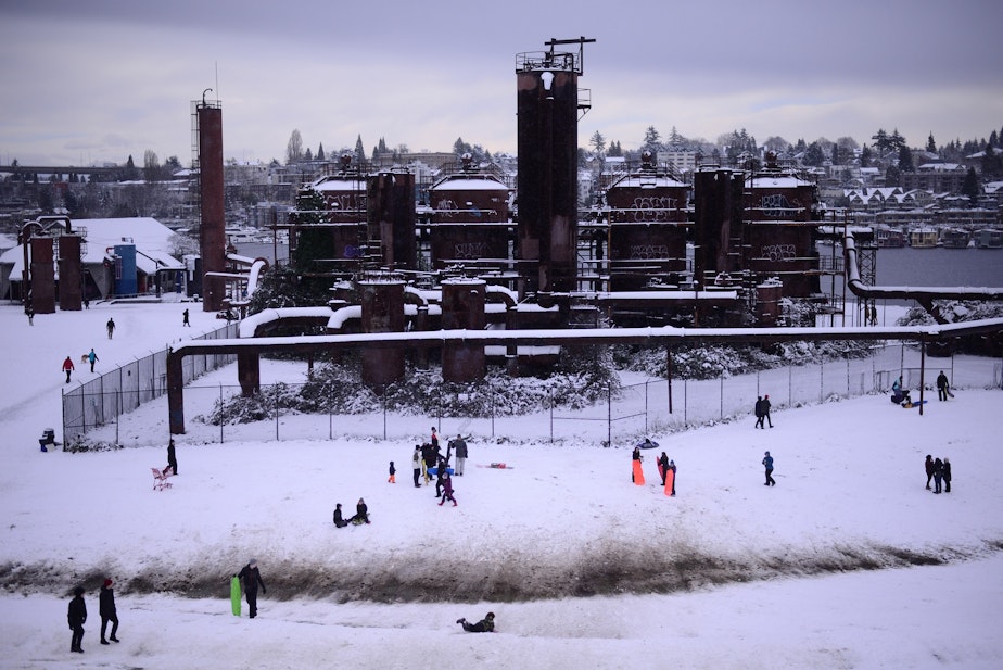 caption: Gas Works Park in Seattle's Wallingford neighborhood, on Saturday, Feb. 10, 2019.