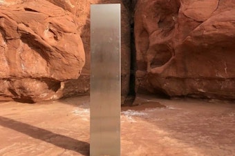 caption: This monolith was discovered in rural Utah, but officials do not know its source or reason for being installed.