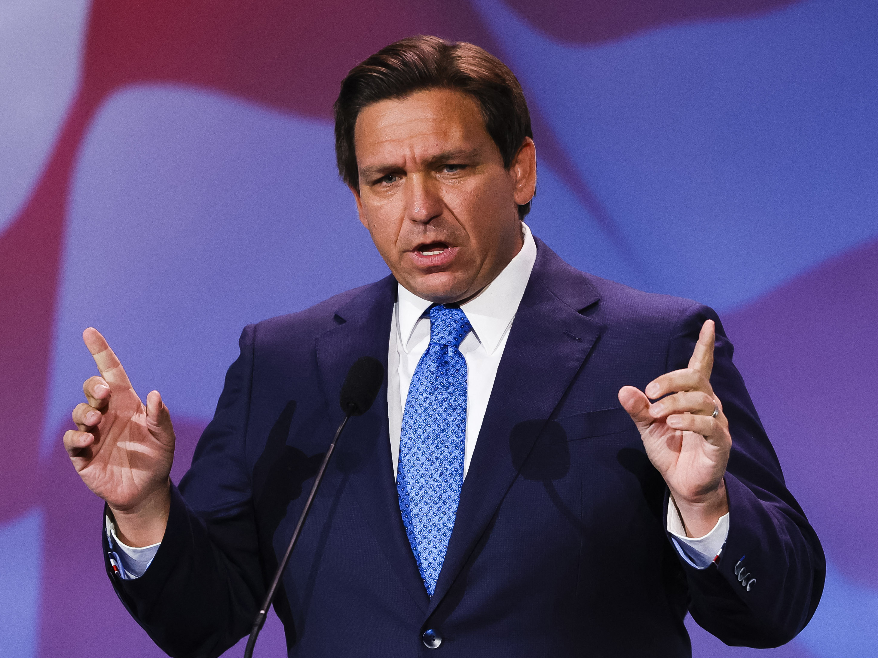 caption: Florida Gov. Ron DeSantis, a Republican, is expected by many to announce his candidacy for president in the coming weeks or months. Speaking here at the Republican Jewish Coalition Annual Leadership Meeting in Las Vegas on Nov. 19, 2022.