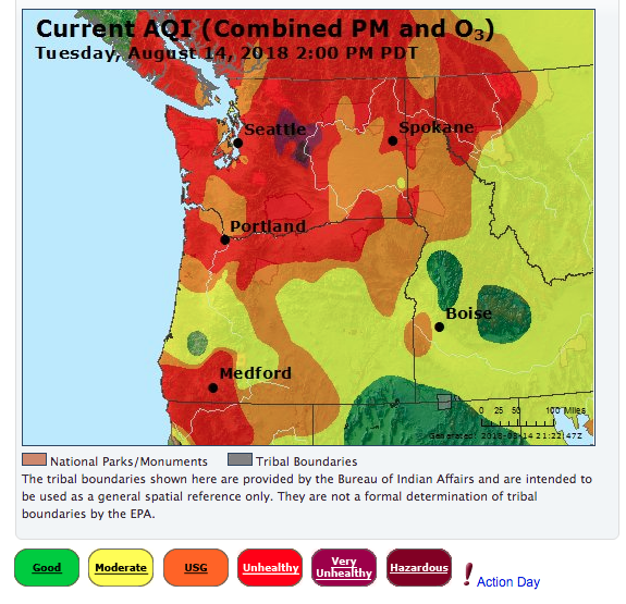 caption: Air quality across the northwest is unhealthy for most group due to wildfire smoke that has blanketed the region. 