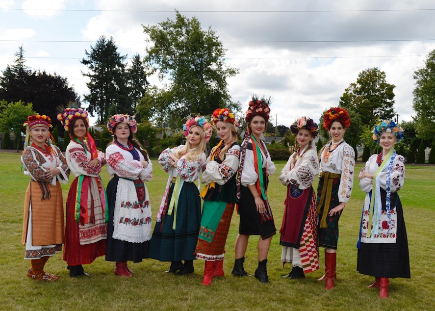 caption: Local Ukrainians celebrate Independence Day in 2019.