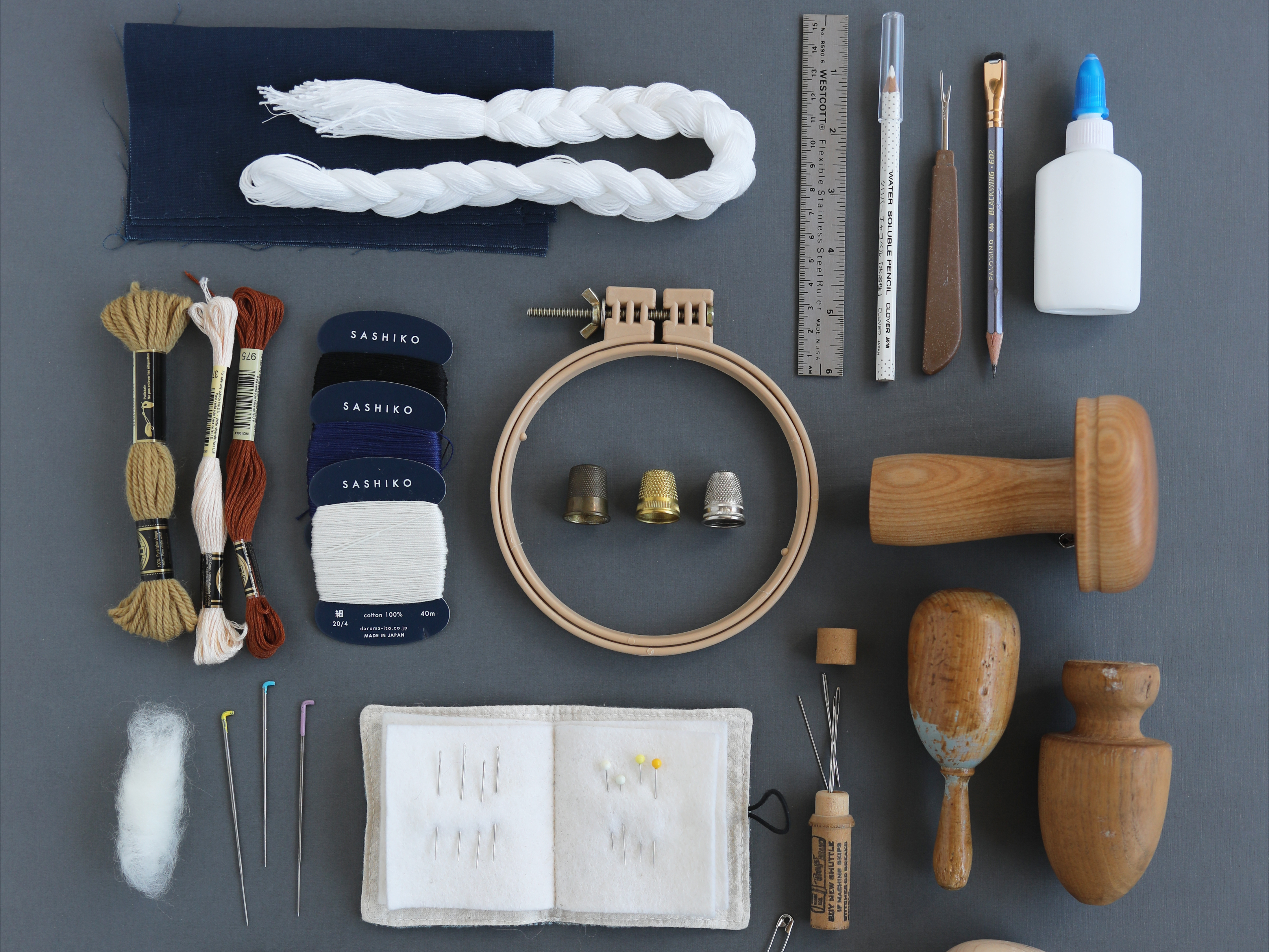 caption: Tools for visible mending.